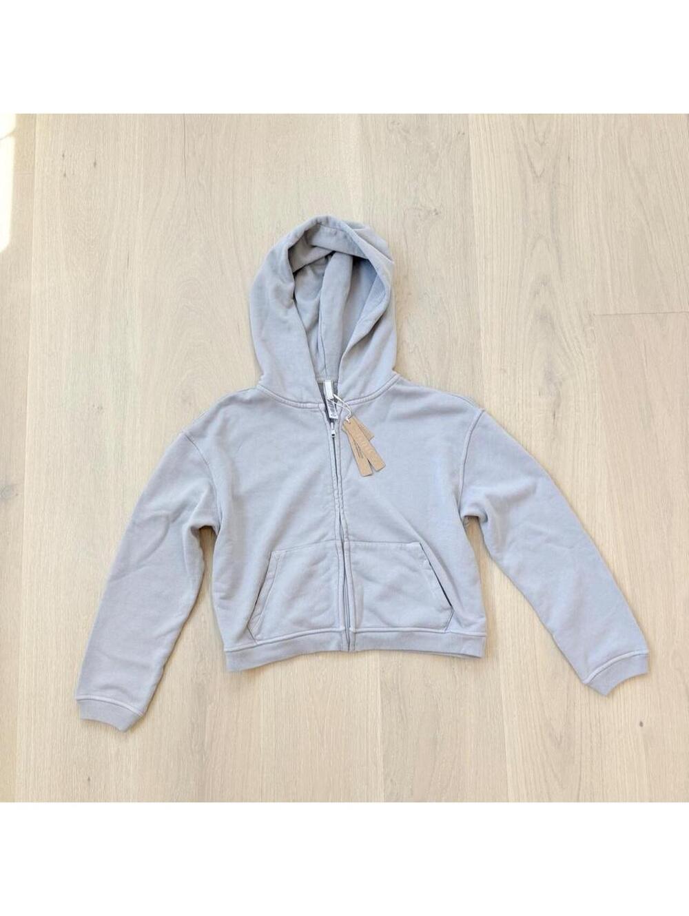 SKIMS French Terry Shrunken Zip Up Hoodie Oyster XS NWT